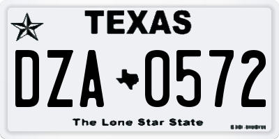 TX license plate DZA0572