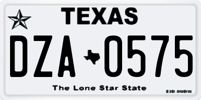 TX license plate DZA0575