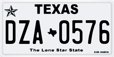 TX license plate DZA0576