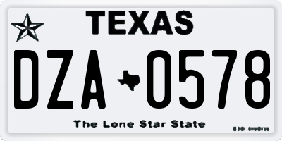 TX license plate DZA0578