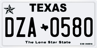 TX license plate DZA0580