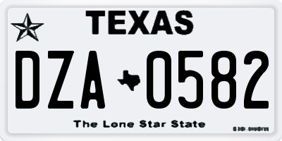 TX license plate DZA0582