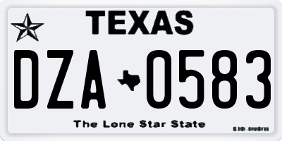 TX license plate DZA0583