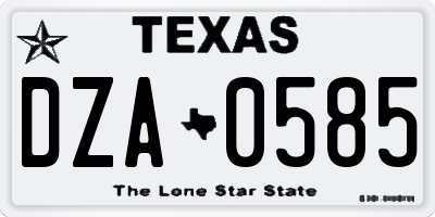 TX license plate DZA0585