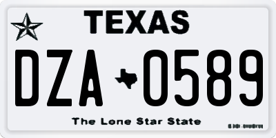 TX license plate DZA0589