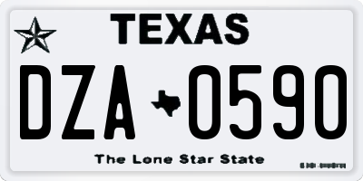TX license plate DZA0590