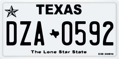 TX license plate DZA0592