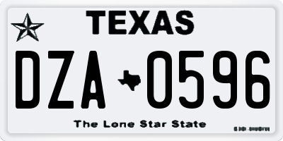 TX license plate DZA0596
