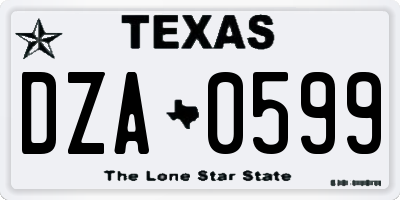 TX license plate DZA0599