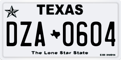 TX license plate DZA0604
