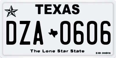 TX license plate DZA0606