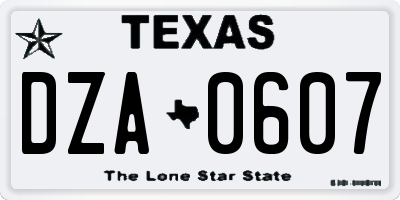 TX license plate DZA0607