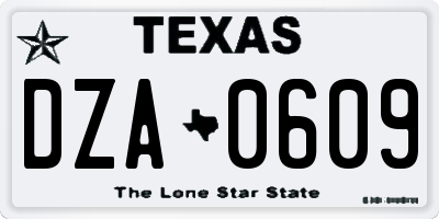 TX license plate DZA0609