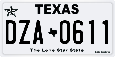 TX license plate DZA0611