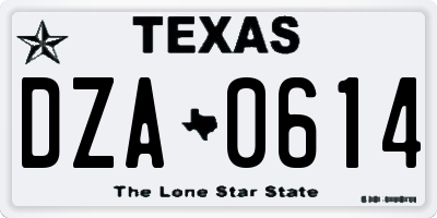 TX license plate DZA0614