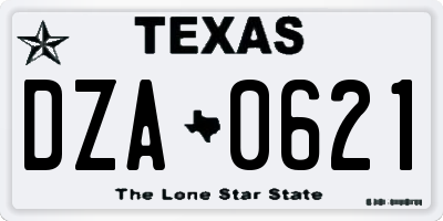 TX license plate DZA0621