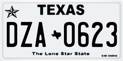 TX license plate DZA0623