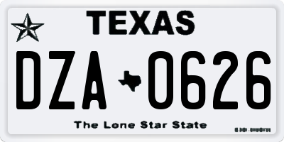 TX license plate DZA0626