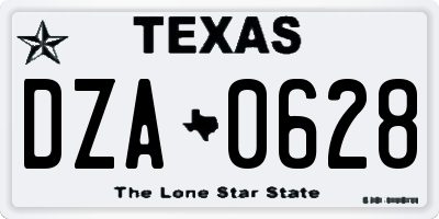 TX license plate DZA0628