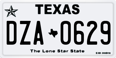 TX license plate DZA0629