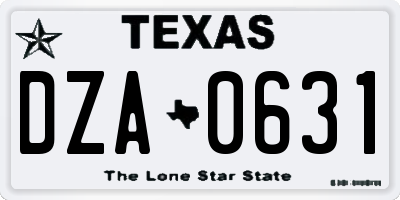 TX license plate DZA0631