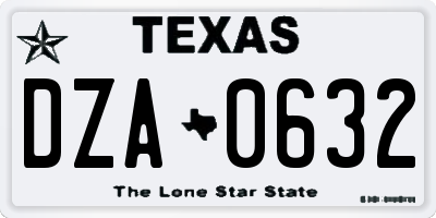 TX license plate DZA0632