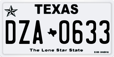 TX license plate DZA0633