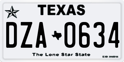 TX license plate DZA0634