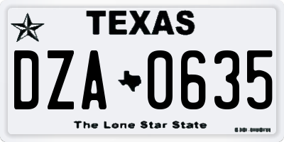 TX license plate DZA0635