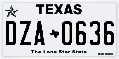 TX license plate DZA0636