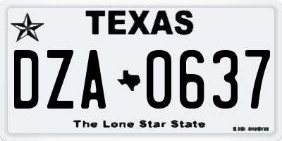 TX license plate DZA0637