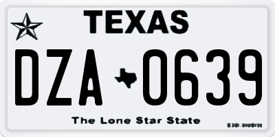 TX license plate DZA0639