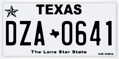 TX license plate DZA0641
