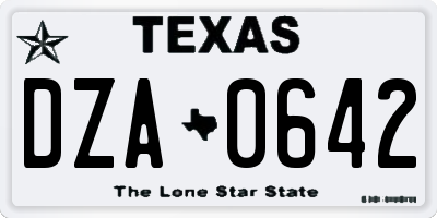 TX license plate DZA0642