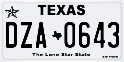 TX license plate DZA0643