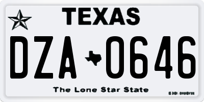 TX license plate DZA0646