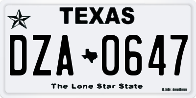 TX license plate DZA0647