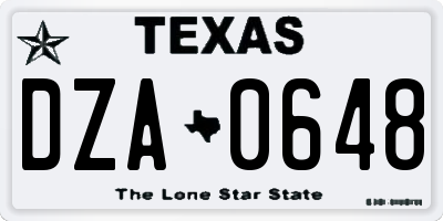TX license plate DZA0648