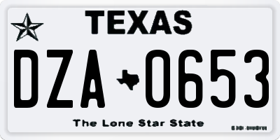 TX license plate DZA0653