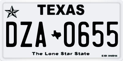 TX license plate DZA0655
