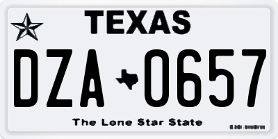 TX license plate DZA0657