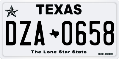 TX license plate DZA0658
