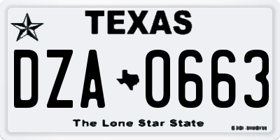 TX license plate DZA0663