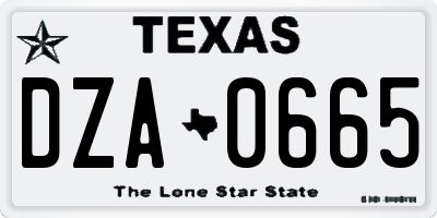TX license plate DZA0665