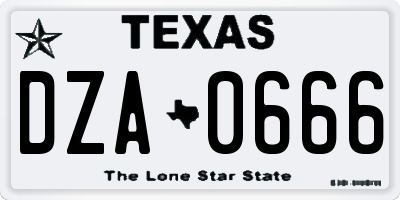 TX license plate DZA0666