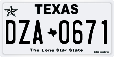 TX license plate DZA0671