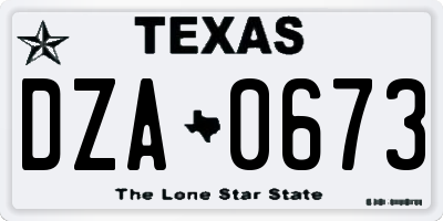 TX license plate DZA0673