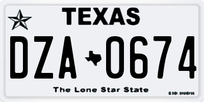 TX license plate DZA0674