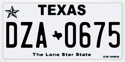 TX license plate DZA0675
