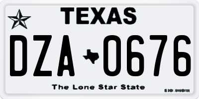 TX license plate DZA0676